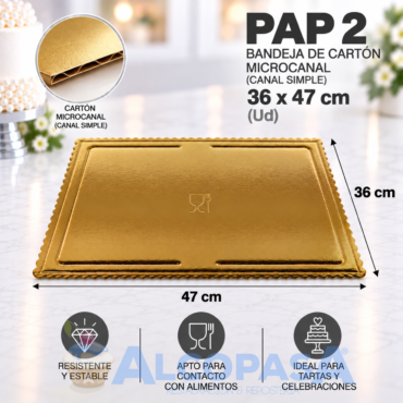 BANDEJA DE CARTÓN EXTRA RÍGIDA PAP 2 36X47CM (Ud)