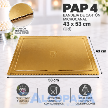 BANDEJA DE CARTÓN EXTRA RÍGIDA PAP 4 43X53CM (Ud)