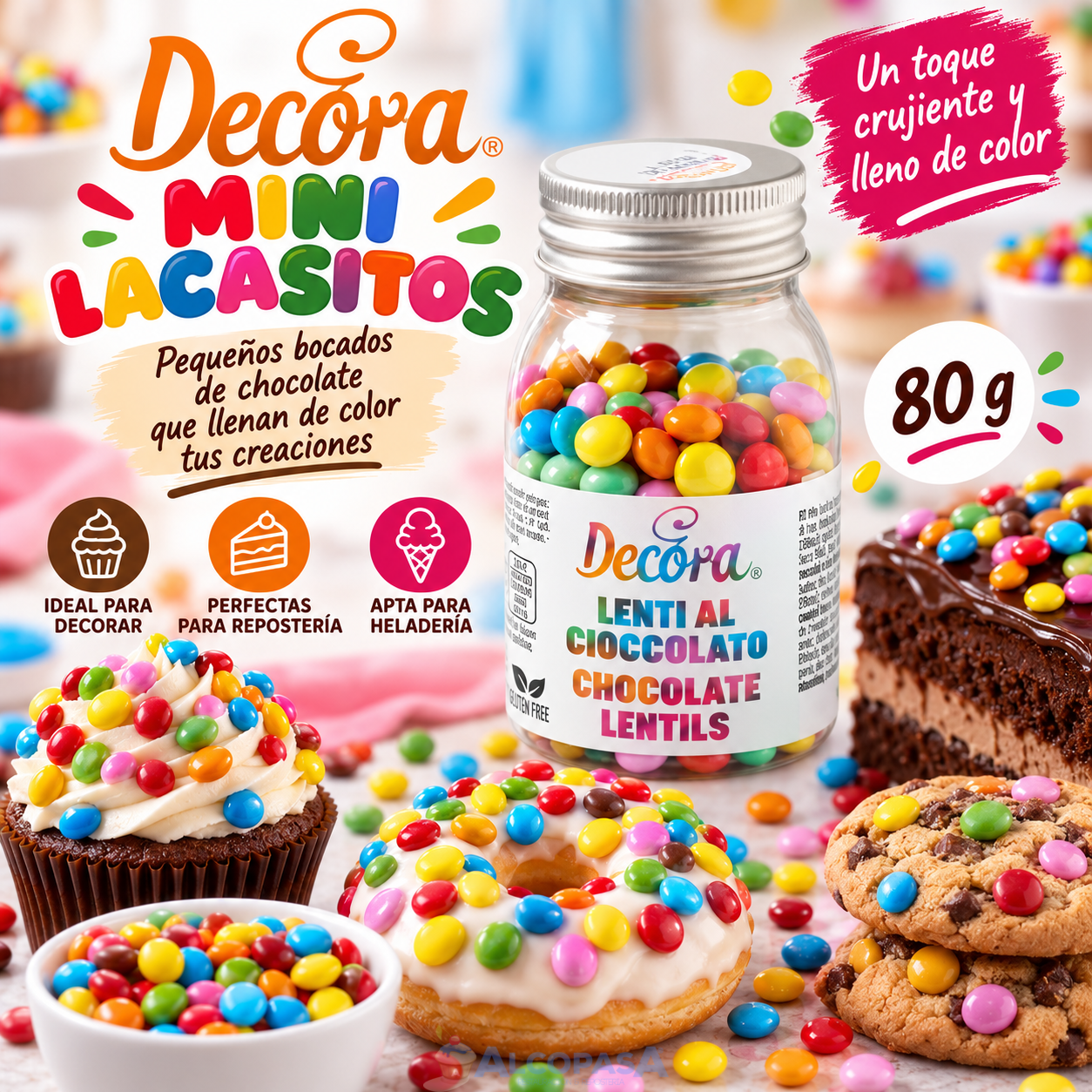 MINI LACASITOS ARCOIRIS CHOCO DECORA (BOTE 80g)