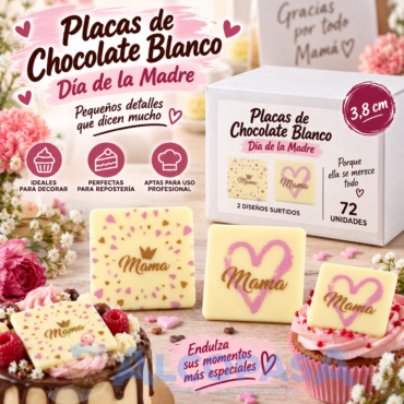 PLACA CHOCO. BLANCO "MAMA" 3,8cm (CAJA 72Uds)