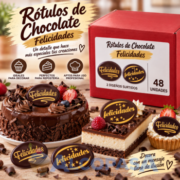 ROTULOS CHOCOLATE FELICIDADES MODECOR (CAJA 48uds)
