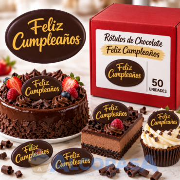 ROTULOS CHOCOLATE FELIZ CUMPLE MODECOR (CAJA 50 Uds)