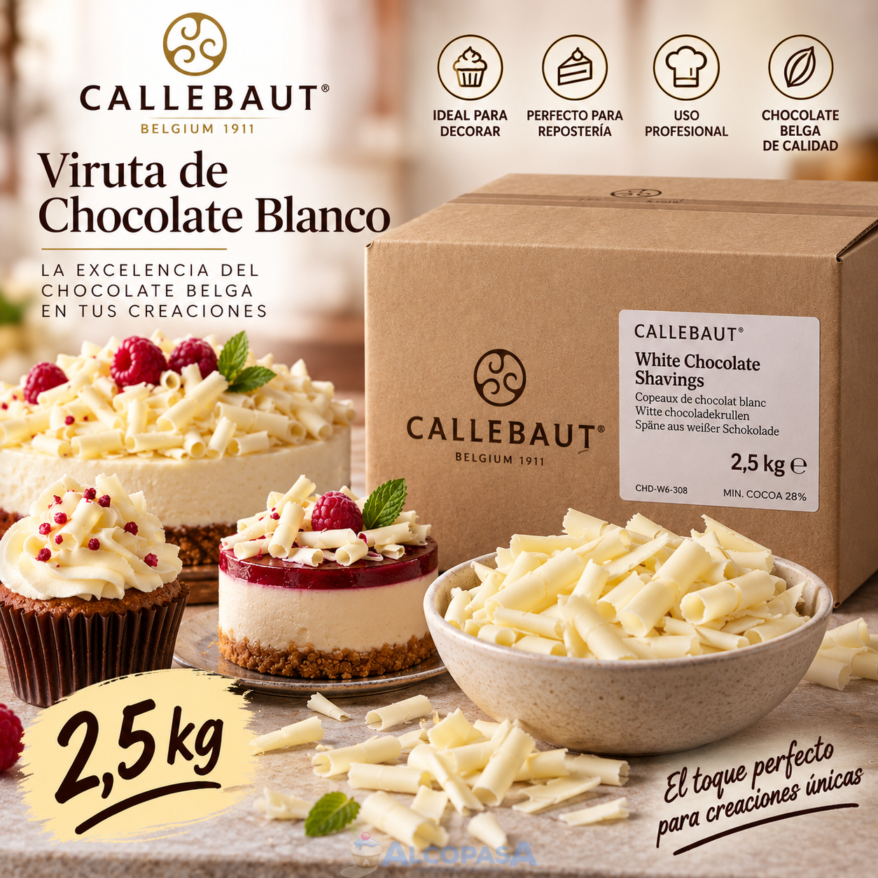 VIRUTA CHOCOLATE BLANCO CALLEBAUT (CAJA 2.5kg)