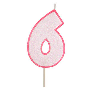 VELA ROSA CON BRILLO Nº6 (Ud)