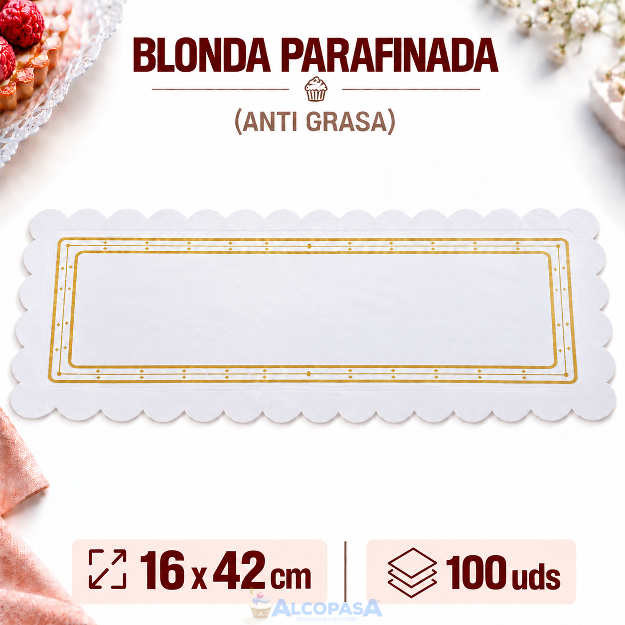 BLONDAS PARAFINADAS 16X42CMS (100Uds)