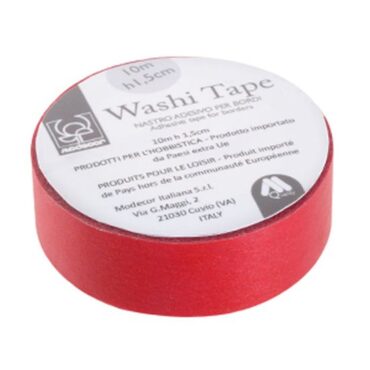 CINTA WASHI PARA BASES ROJO LISO 10m (Ud)