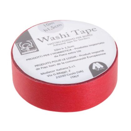 CINTA WASHI PARA BASES ROJO LISO 10m (Ud)
