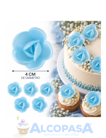 FLORES OBLEA AZUL 40 MM. (CAJA 72 Uds)