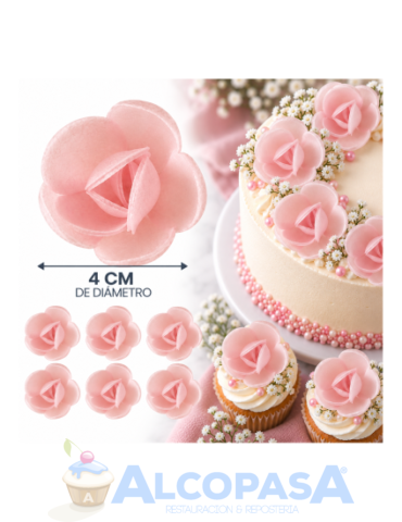 FLORES OBLEA ROSA 40 MM. (CAJA 72 Uds)