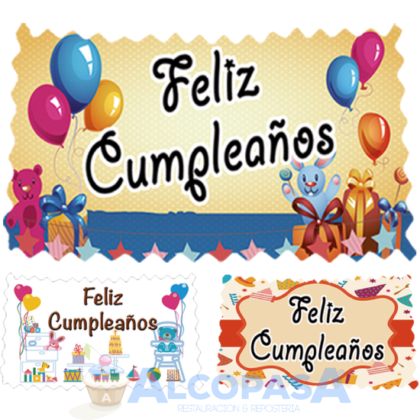 ROTULOS-CARTELES OBLEA F.CUMPLEAÑOS (CAJA 75 Uds)