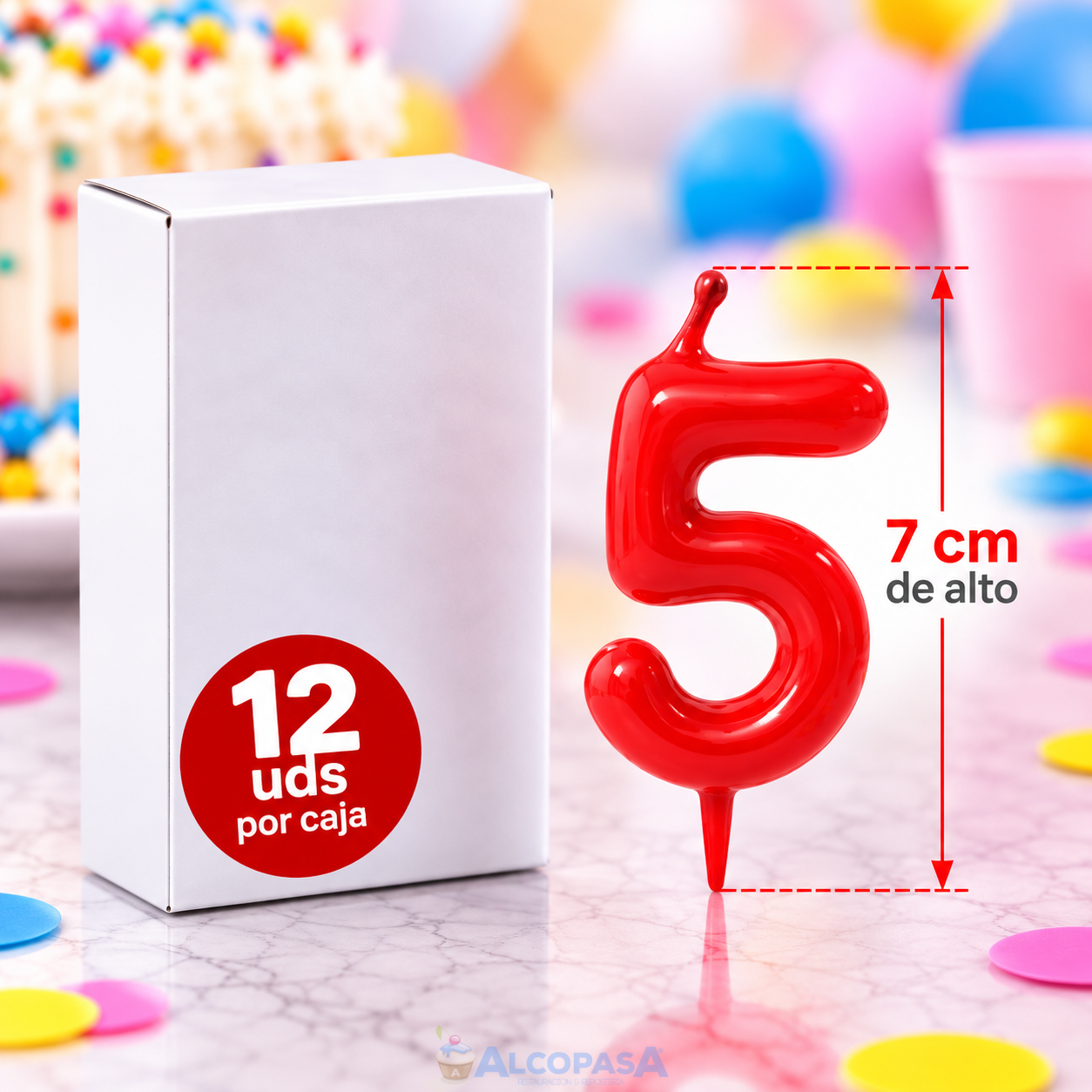 VELAS CONICAS 5CM Nº5 (CAJA 12Uds)