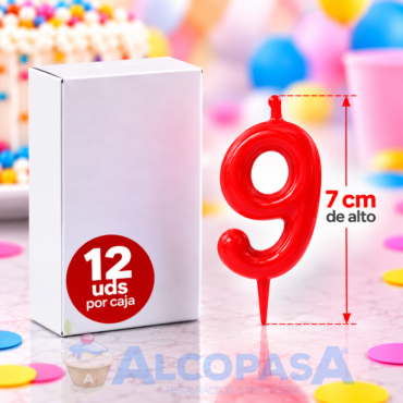 VELAS CONICAS 5CM Nº9 (CAJA 12Uds)
