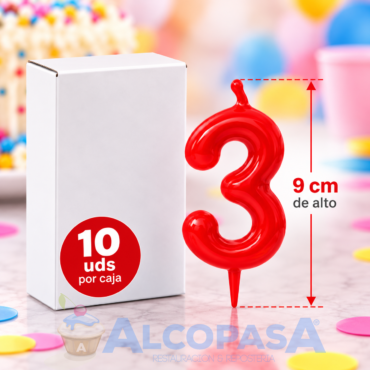 VELAS CONICAS 6,5CM Nº3 (CAJA 10Uds)