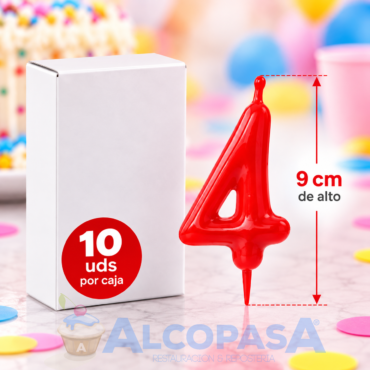 VELAS CONICAS 6,5CM Nº4 (CAJA 10Uds)