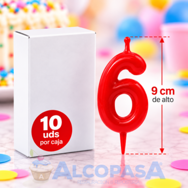 VELAS CONICAS 6,5CM Nº6 (CAJA 10Uds)