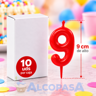 VELAS CONICAS 6,5CM Nº9 (CAJA 10Uds)