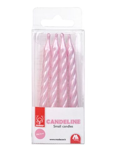 VELAS ROSA PERLADO 6.5 cm (4 Uds)