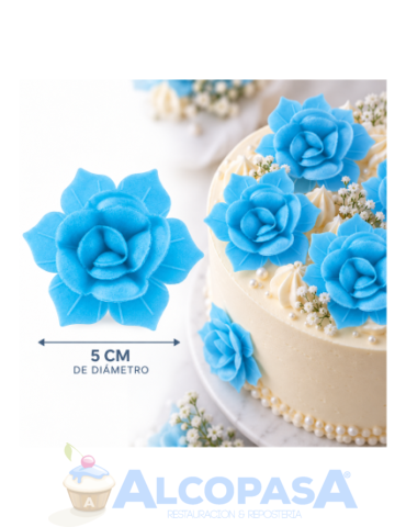 FLOR OBLEA AZUL C/BASE 50mm (CAJA 100Uds)