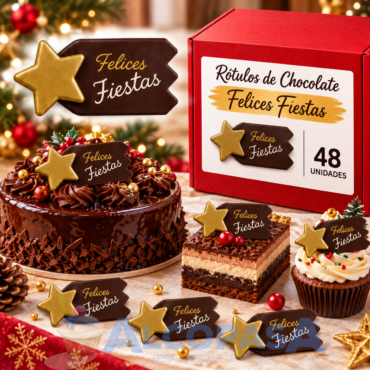 ROTULOS CHOCOLATE COMETA FELICES FIESTAS (CAJA 48Uds)
