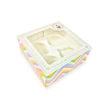 CAJA PARA 4 CUPCAKES "ARCOIRIS" (Ud)