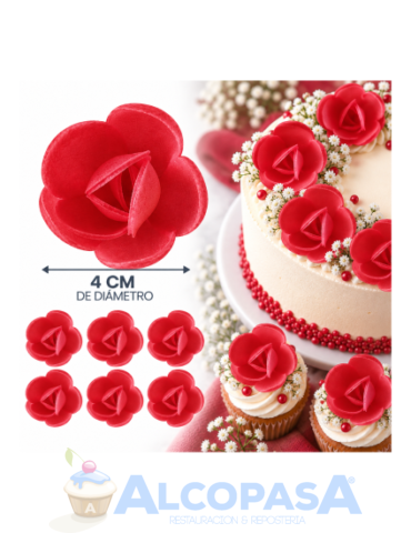 FLORES OBLEA ROJA AROMA FRESA 40 MM. (72 Uds)
