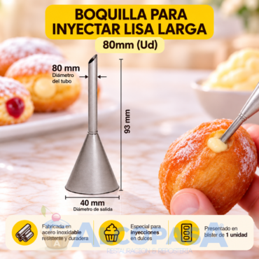 BOQUILLA PARA INYECTAR LISA LARGA 80mm (Ud)