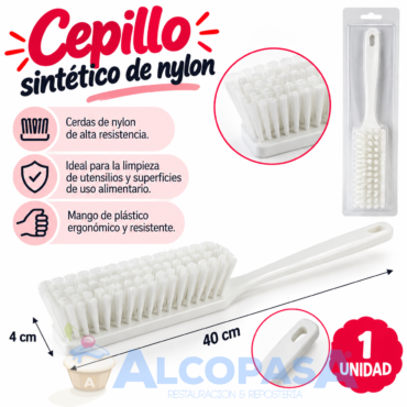 CEPILLO SINTÉTICO MANGO DE PLÁSTICO 40x4cm (Ud)