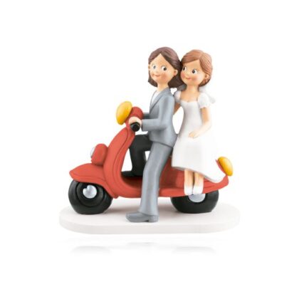 PAREJA DE CHICAS "MOTO ROJA" 18cm (Ud)