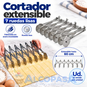 CORTADOR EXTENSIBLE INOX. LISO "7 RUEDAS" (Ud)