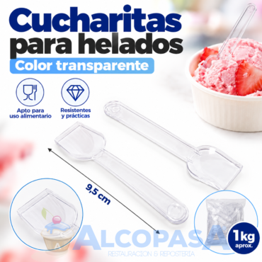 CUCHARITAS PLASTICO HELADOS 9.5cm (BOLSA 1 kg)