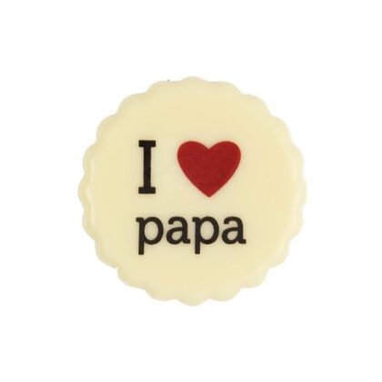 PLACA CHOCO. BLANCO "I LOVE PAPA"3,5cm(CAJA 72Uds)