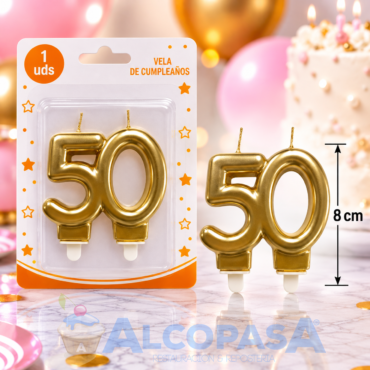 VELA ANIVERSARIO - ORO 50 AÑOS (Ud)
