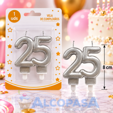 VELA ANIVERSARIO - PLATA 25 AÑOS (Ud)
