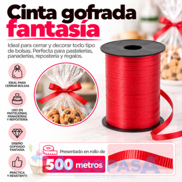 CINTA GOFRADA-FANTASÍA ROJA (ROLLO 500 m)