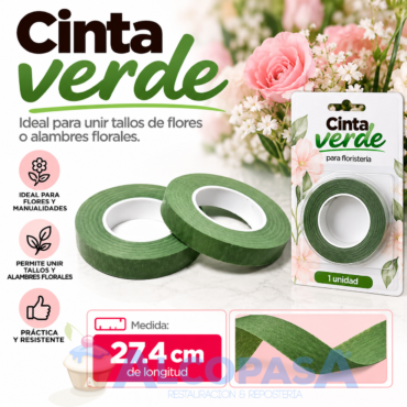 CINTA VERDE PARA FLORES VERDE (Ud)