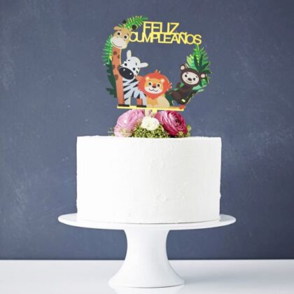 TOPPER "FELIZ CUMPLEAÑOS ANIMALES" (Ud) - Imagen 2