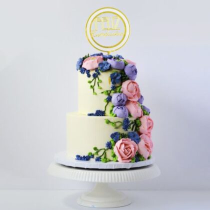 TOPPER "FELIZ CUMPLEAÑOS ORO/BLANCO" (Ud) - Imagen 2
