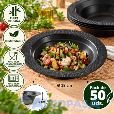 BOL ACCUEIL NEGRO DE PULPA Ø18x5cm (CAJA 50Uds)