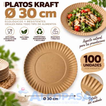 PLATOS KRAFT ECO Ø30cm (PAQUETE 100Uds)