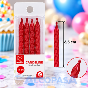VELAS ROJO PERLADO 6.5 cm (4 Uds)