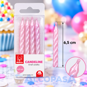 VELAS ROSA PERLADO 6.5 cm (4 Uds)