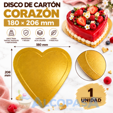 CORAZONES CARTÓN ORO 180x206mm (Ud)