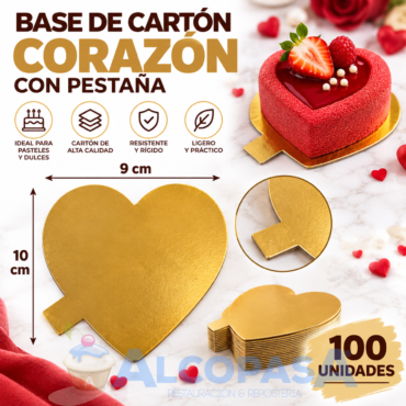 PESTAÑA CORAZÓN ORO 9x10cm (PAQUETE 100Uds)