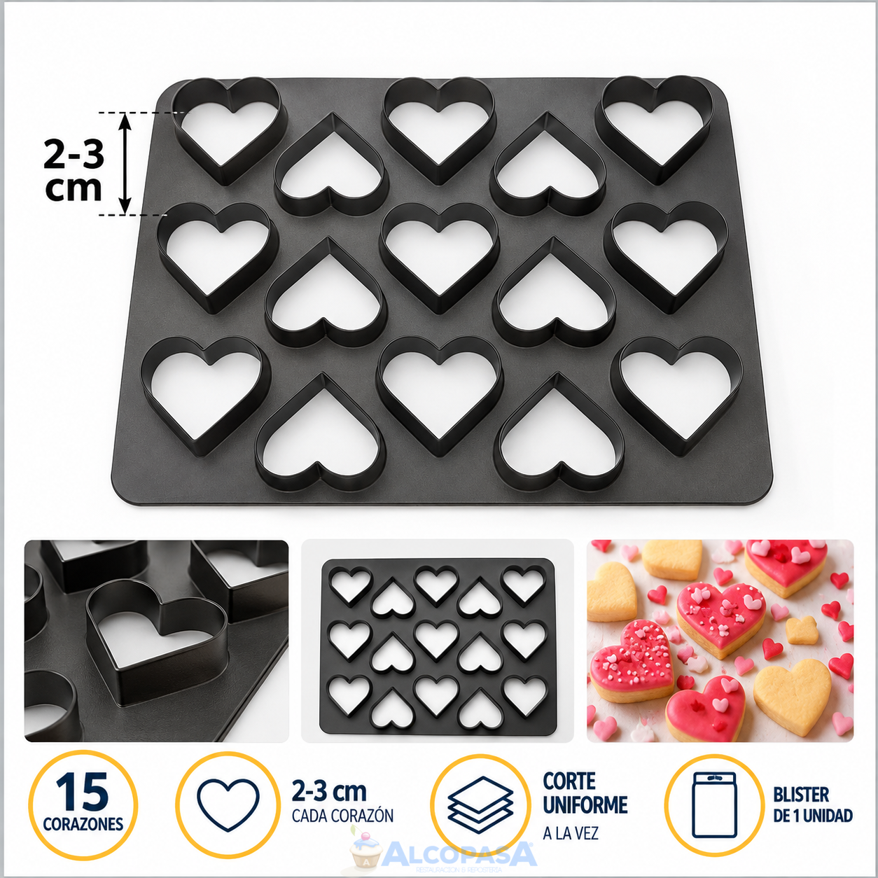 PLANCHA DE CORTADORES DE CORAZONES (Ud)