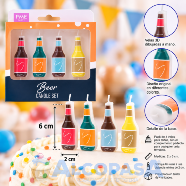 VELAS "BEER BOTTLES" PME (SET 4Uds)