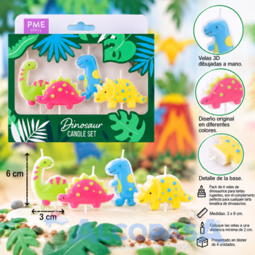 VELAS "DINOSAUR" PME (SET 4Uds)