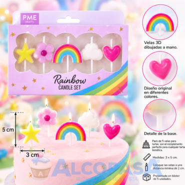 VELAS "RAINBOW" PME (SET 5Uds)