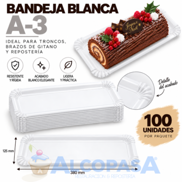 BANDEJAS BLANCAS PARA TRONCOS A-3 (PAQUETE 100Uds)