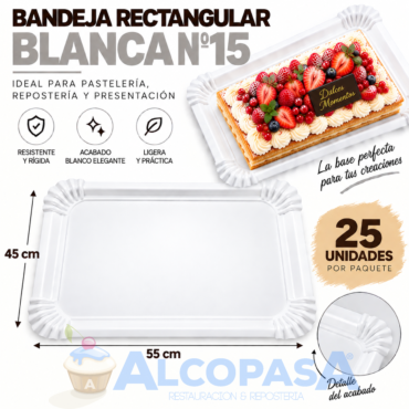 BANDEJAS RECTANGULARES BLANCAS Nº15 45X55 (25Uds)