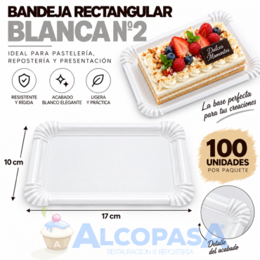 BANDEJAS RECTANGULARES BLANCAS Nº2 10X16 (100 Uds)